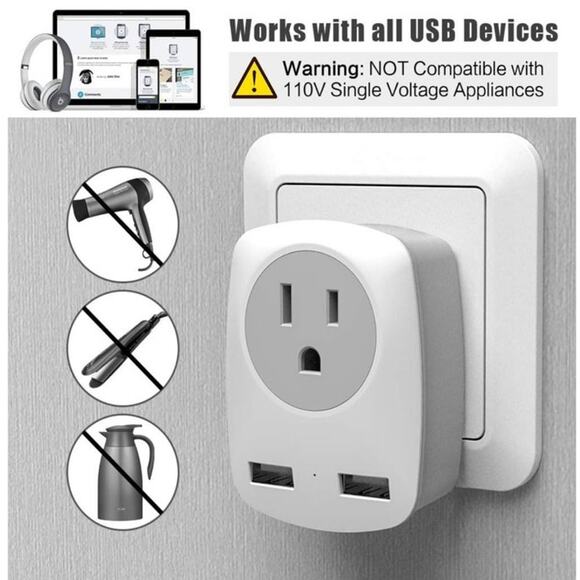 America to Italy Travel Adapter Plug (No for UK) L-Plug USB Wall Charger - Picture 8 of 9